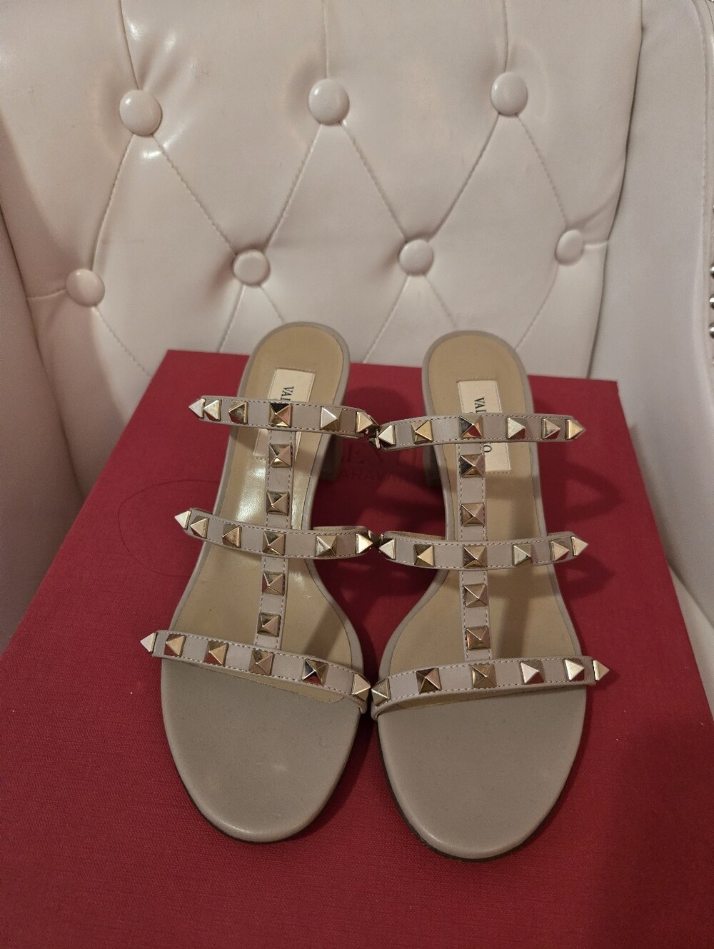 NEW Valentino Poudre Rockstud 60mm Sandals